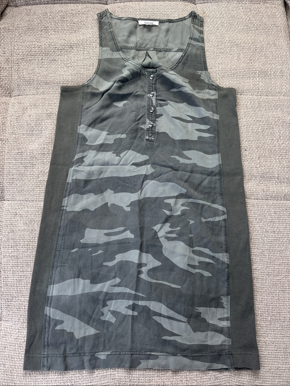 Splendid Olive Green Camo Tank Dress
